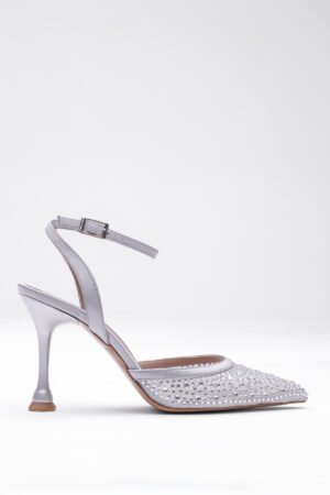 NIGHT topuklu stiletto bilekten kemerli parlak taşlı parti konsepti özel düğün ayakkabısı