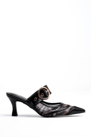 LEOPAR DOKUNUŞLU TOKALI TOPUKLU AYAKKABI