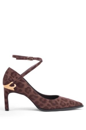 Mary Leopar Desenli Bilekten Bağlamalı Stiletto