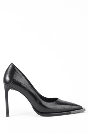 Alternative view of Mary Kroko Desenli Metal Burunlu Dolgu Topuk